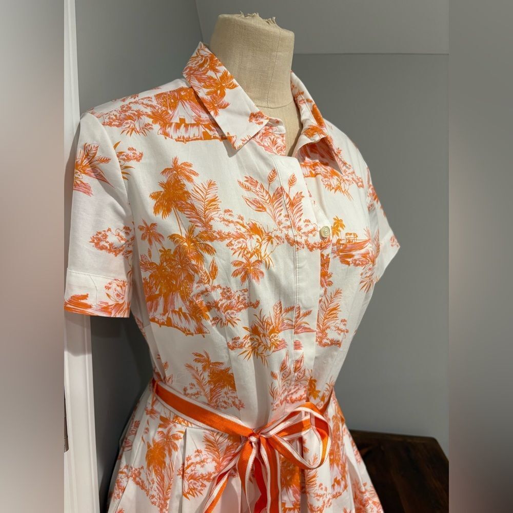Donna Morgan Short Sleeve Pleated Button Down Midi Dress Size 10 - Picture 3 of 15